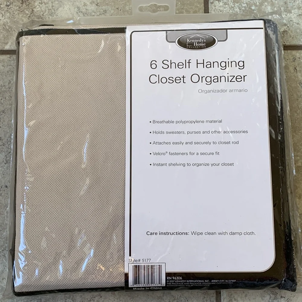 Kennedy‘s Home Collection Beige Hanging 6 Shelf Closet Organizer